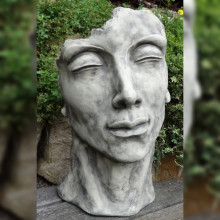 Steinfigur Gesicht Mann klein Steinguss