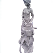 Steinguss Figur - Frau mit Fahrrad - Abverkauf