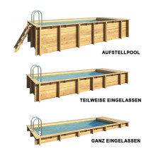Aufstellpool aus Massivholz - 610 x 237 cm